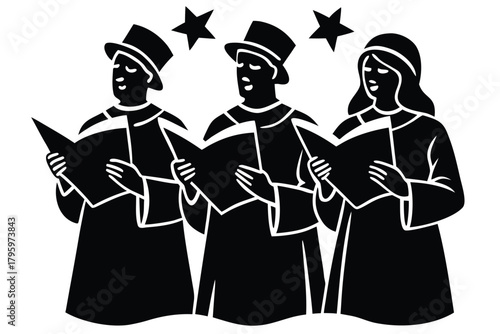 carolers singing vector icon silhouette