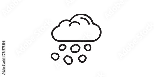 Hail weather symbol with cloud and ice pellets outline icon vector