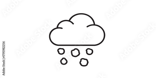 Hail weather symbol with cloud and ice pellets outline icon vector