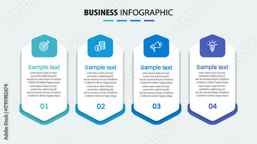 Business infographic template with 4 options, steps or processes
