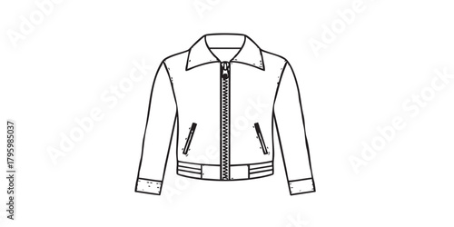 Jacket with zipper outline icon vector
