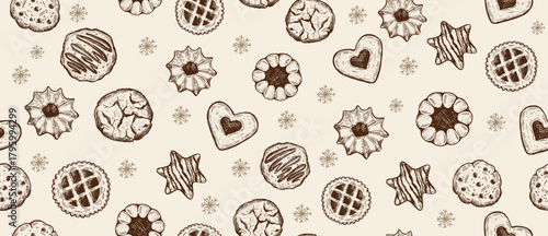 Hand-drawn Assorted Cookies Seamless Pattern	

