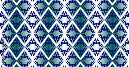 Blue seamless pattern composed of wavy intertwined lines forming rhythmic geometric shapes for modern decorative backgrounds.