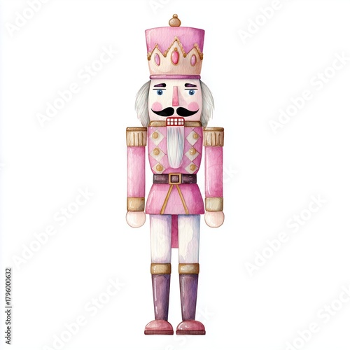 watercolor hand-drawn nutcracker soldier. A Christmas card. Winter holidays.