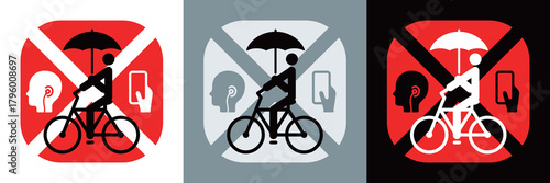 傘差し運転禁止表示｜自転車マナーアップ啓発素材