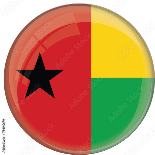Free Download Guinea-Bissau Flag in Circular Glossy Style - GFXLoad