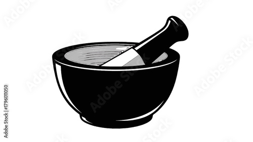 Vector illustration of mortar and pestle on a transparent background