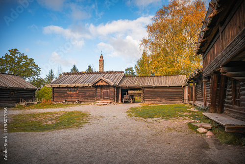 Canvas Print Traditional Scandinavian village in Skansen, Stockholm