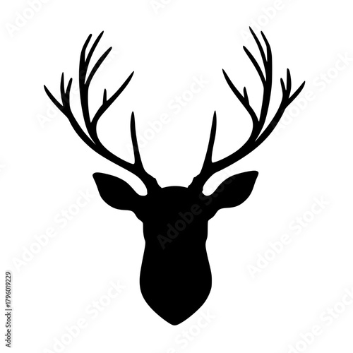 Minimalist Black Deer Silhouette with Majestic Antlers