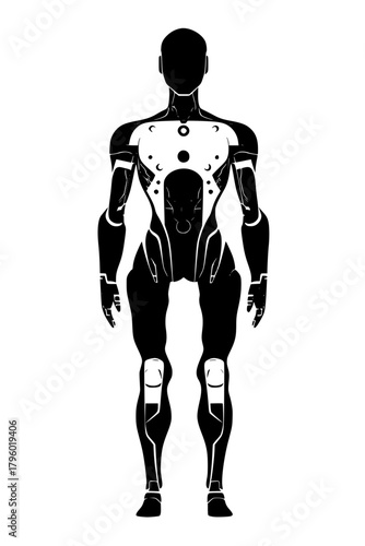 Futuristic Black Cyber Suit with White Accents