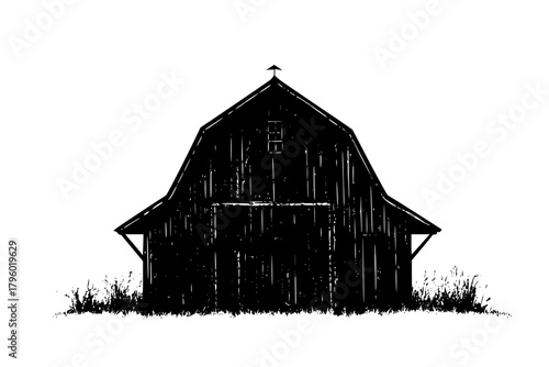 Silhouette Traditional Wooden Barn Countryside