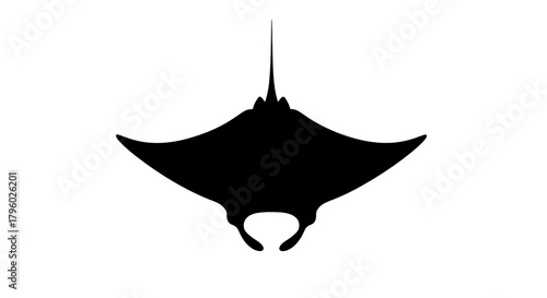 Silhouette of a manta ray against white background