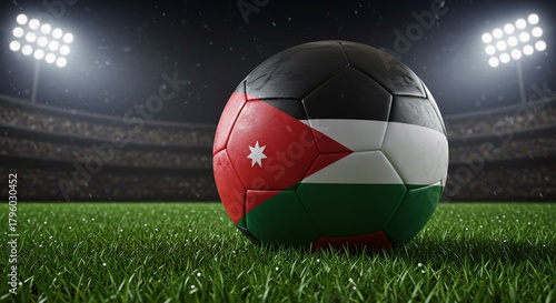 Jordan soccer ball on a stadium lawn