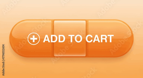 Modern 3D Orange Glossy "ADD TO CART" Button on Soft Gradient Background