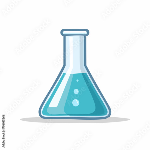 A Science Laboratory Erlenmeyer Flask with Bubbles in Blue Liquid, Representing Chemistry and Research