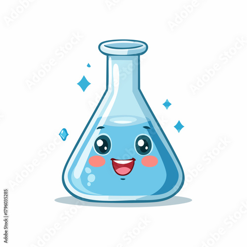Smiling Beaker Cartoon A Fun and Friendly Illustration for Science and Education