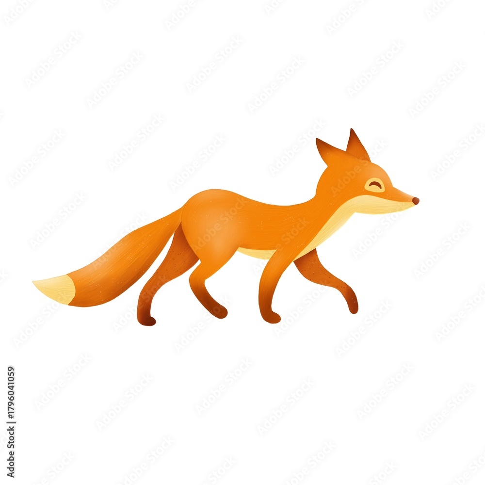 Obraz premium Cute Hand Drawn Fox Illustration – Cartoon Woodland Animal for Kids and Nursery Design