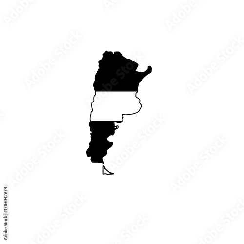 Argentina Map Silhouette with Flag Pattern