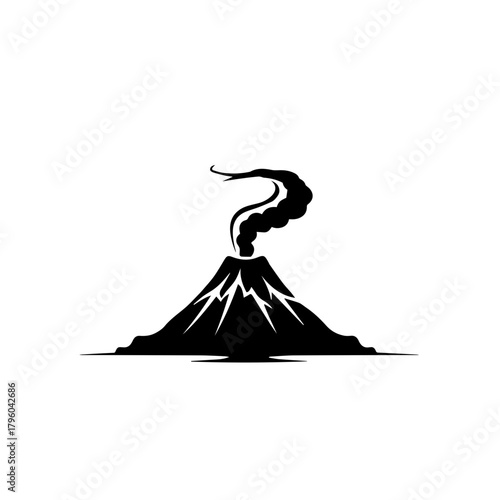 Dynamic Erupting Volcano Peak Illustration