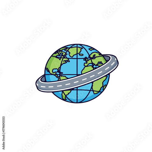 Worldwide Journey Road Network Circling Earth