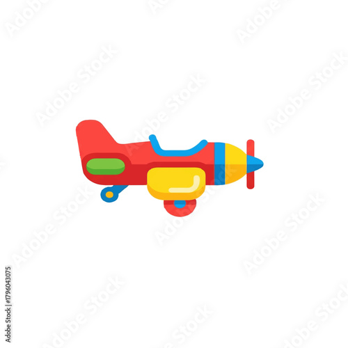 Colorful Toy Propeller Plane Vector Icon