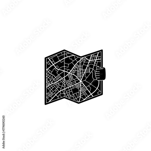 Navigational Map and Compass Icon