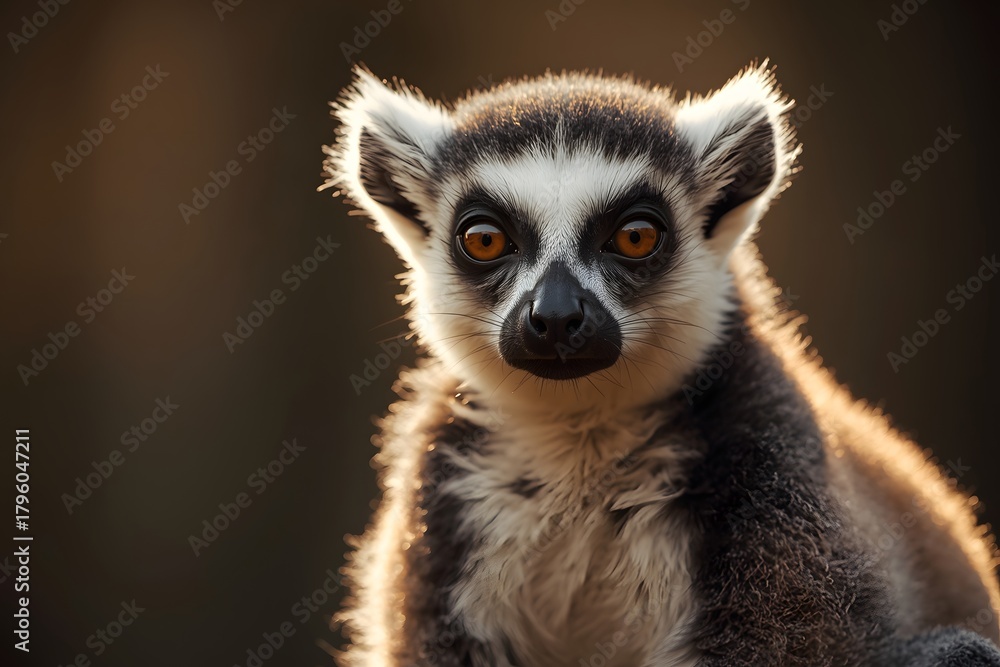 Fototapeta premium Lemur portrait. Close Up portrait Of Ring Tailed Lemur