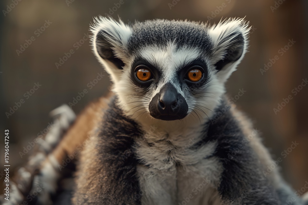 Fototapeta premium Lemur portrait. Close Up portrait Of Ring Tailed Lemur