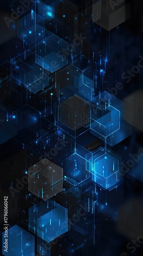 Abstract blue technological hexagonal background