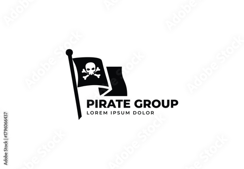 A black pirate flag Logo design for your company branding