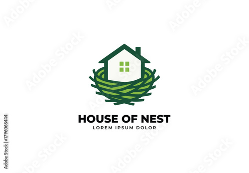 A house with nest Logo design for your company branding