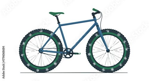 Bicycle with snow tires on a white background concept  