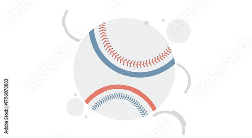 Flat Baseball Ball Icon Stitches Minimalist Sport Vector Illustration