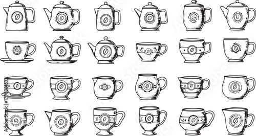 A set of vector icons featuring food and coffee symbols for web design and business illustration