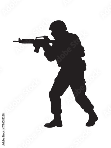 silhouette of a soldier with white background