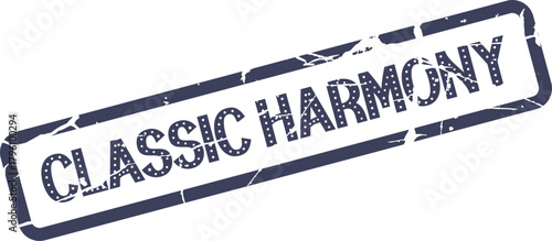 Distressed Classic Harmony rubber stamp in a classic dark blue ink texture offering a timeless and unified appeal