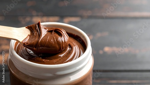 Open Chocolate Spread Jar with Spoon Minimal Clean Food Composition