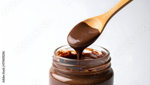 Open Chocolate Spread Jar with Spoon Minimal Clean Food Composition