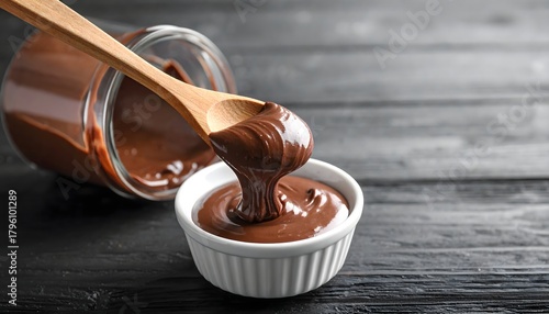 Open Chocolate Spread Jar with Spoon Minimal Clean Food Composition