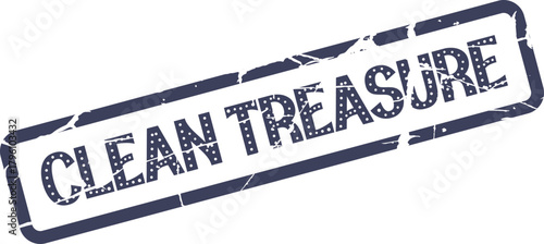 Textured rubber stamp mark showcasing the words CLEAN TREASURE on a white surface