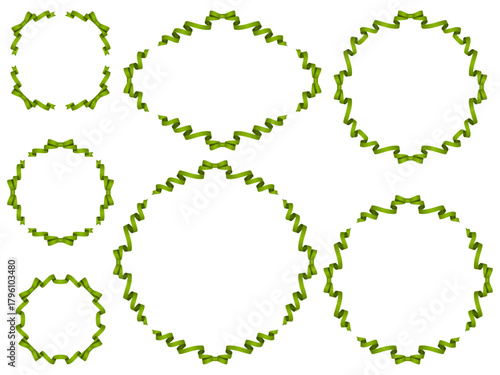 リボン蝶F、円、m4黄緑