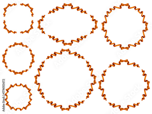 リボン蝶F、円、m9オレンジ