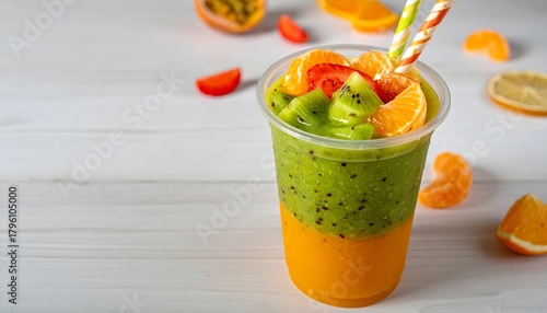 Smoothie Cup Mockup with Straw and Condensation Bright Summer Style