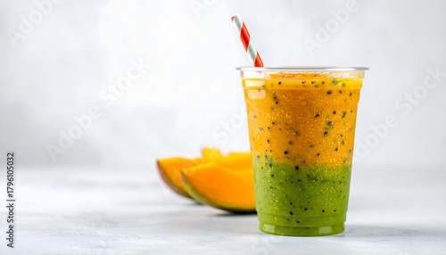 Smoothie Cup Mockup with Straw and Condensation Bright Summer Style