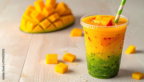 Smoothie Cup Mockup with Straw and Condensation Bright Summer Style