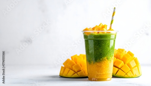 Smoothie Cup Mockup with Straw and Condensation Bright Summer Style