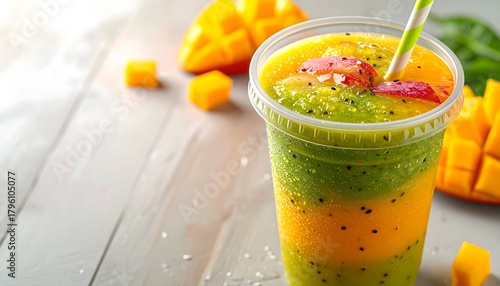 Smoothie Cup Mockup with Straw and Condensation Bright Summer Style