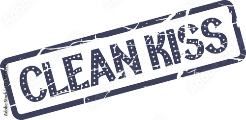 Distressed Clean Kiss Stamp with Textured Blue Ink Expressing Affection and Purity