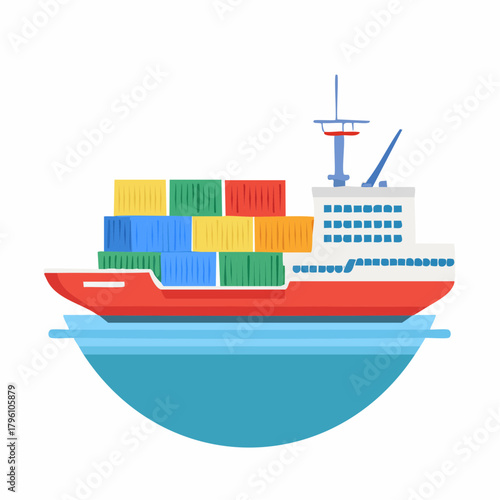 Colorful Cargo Ship Carrying Containers on the Water.