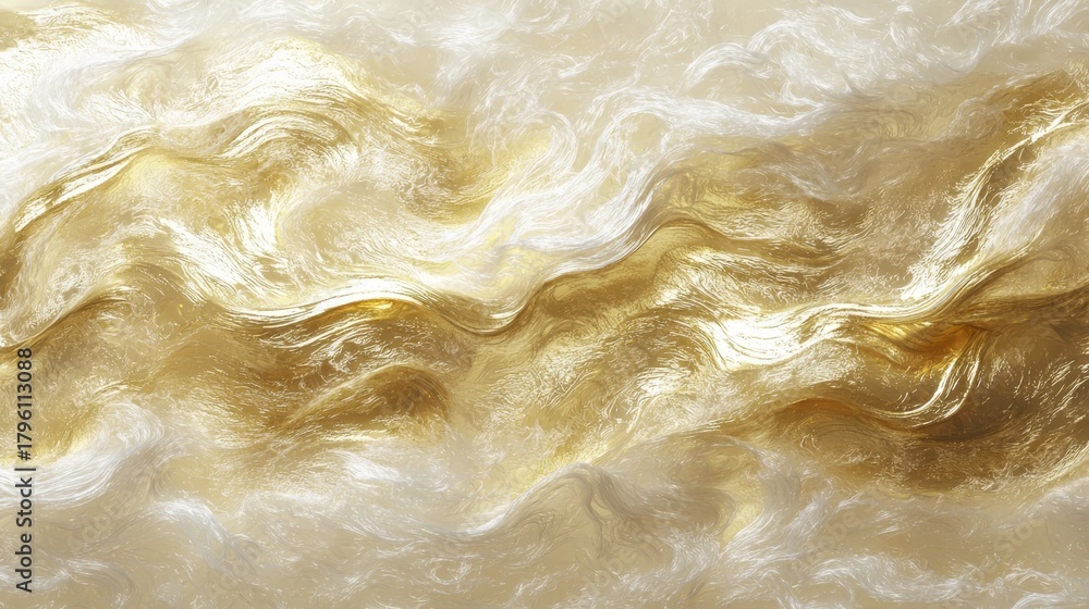 Obraz premium Elegant Flowing Gold Texture with Soft Waves and Glossy Highlights for Abstract Backgrounds and Design Projects